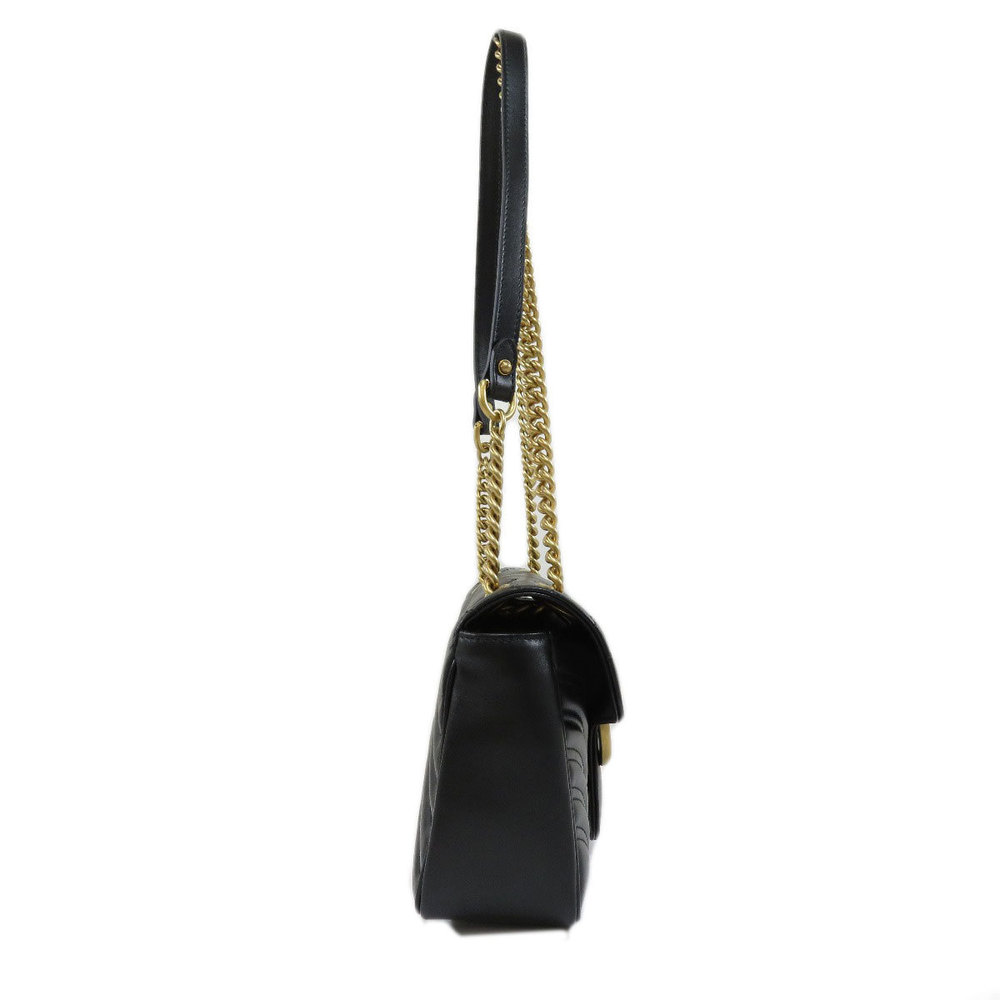 Gucci GG Marmont Quilted Small Shoulder Bag Leather Ladies Black - Picture 3 of 8